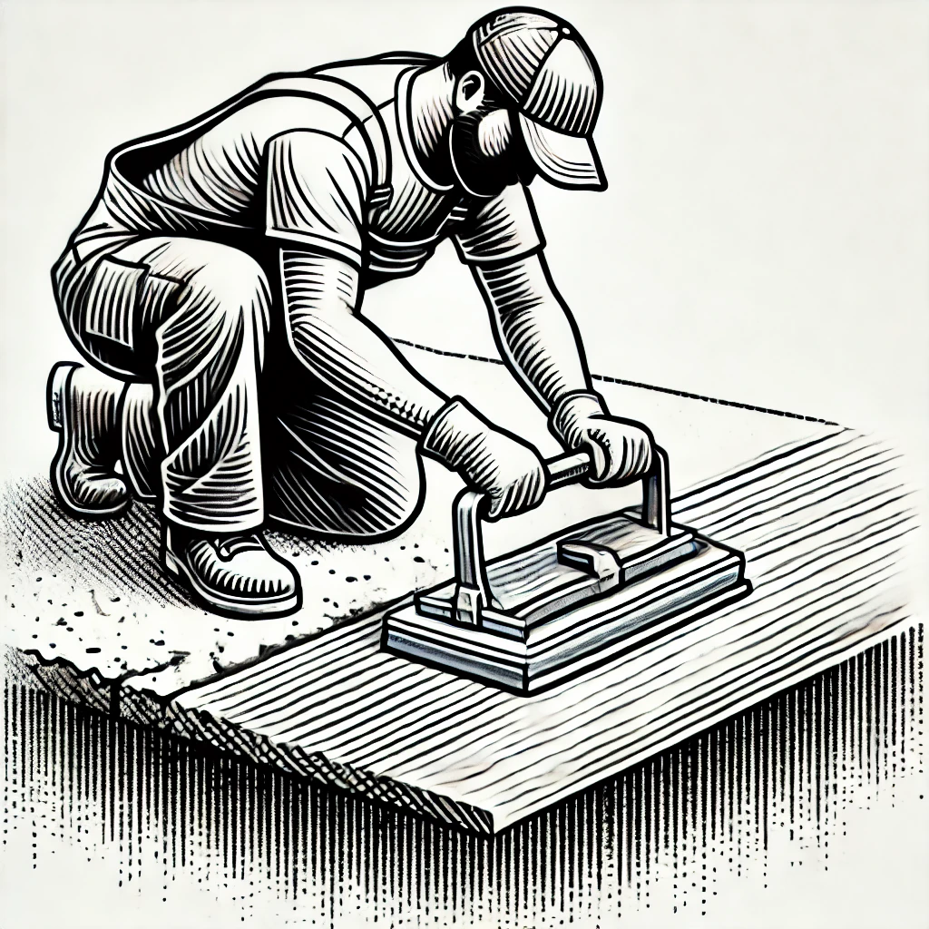 Man repairing concrete